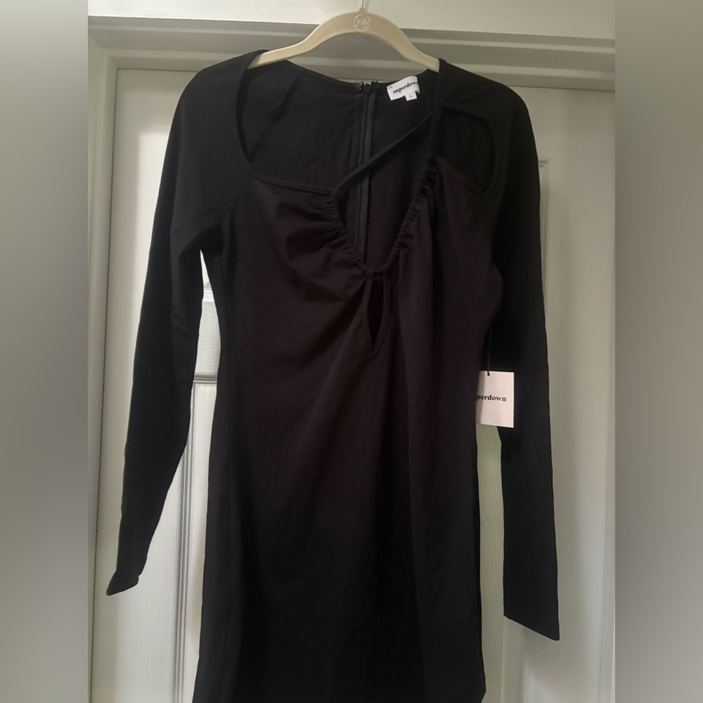 superdown Long Sleeve Black Cutout Mini Dress